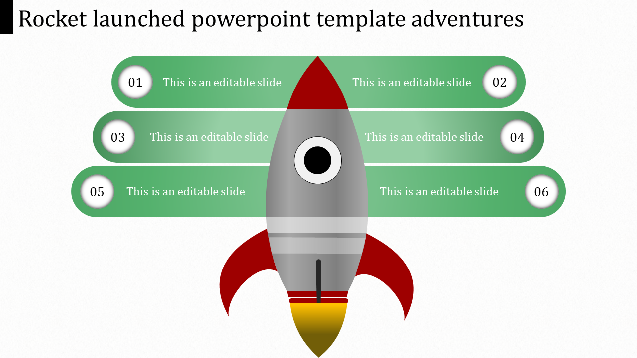 rocket launched powerpoint template-green